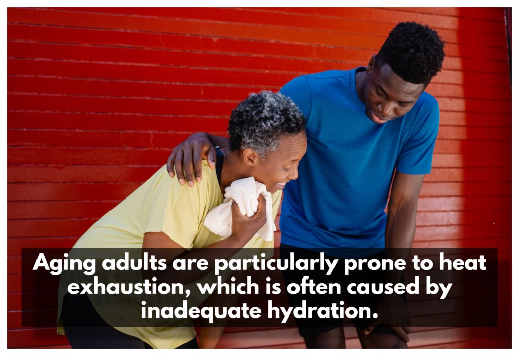 As individuals age, they become more susceptible to the risk of heat exhaustion in seniors which is frequently caused by inadequate hydration.