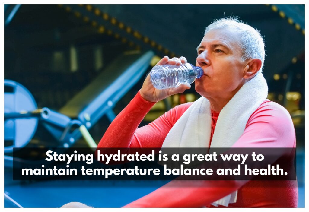 To help elderly adults stay healthy in the heat, developing a regular water intake schedule is key! 