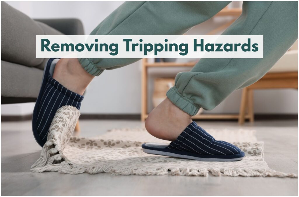 Rugs can be a tripping hazard if they are not properly secured or if they have curled edges