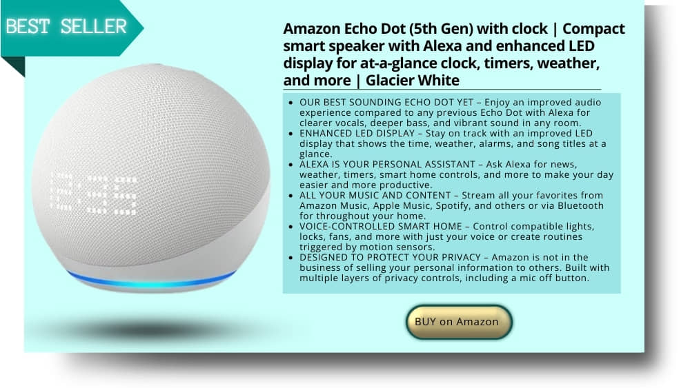 Amazon Echo Dot (5th Gen) with clock