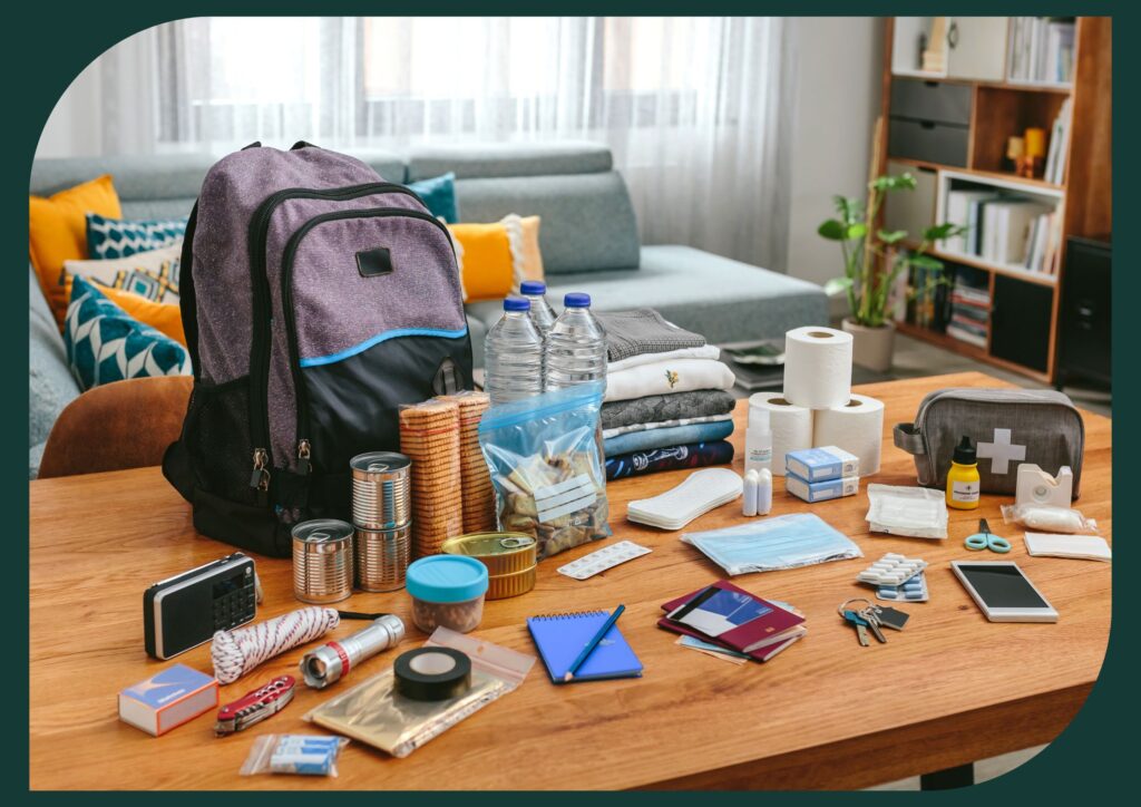 This emergency kit, also known as a "go-bag" or "bug-out-bag," is designed to help you survive for at least three days in the event of an emergency.
