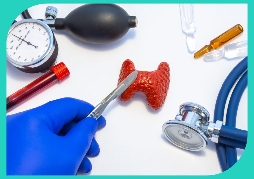 Thyroidectomy removes all or part of the thyroid gland, permanently stopping hormone overproduction.