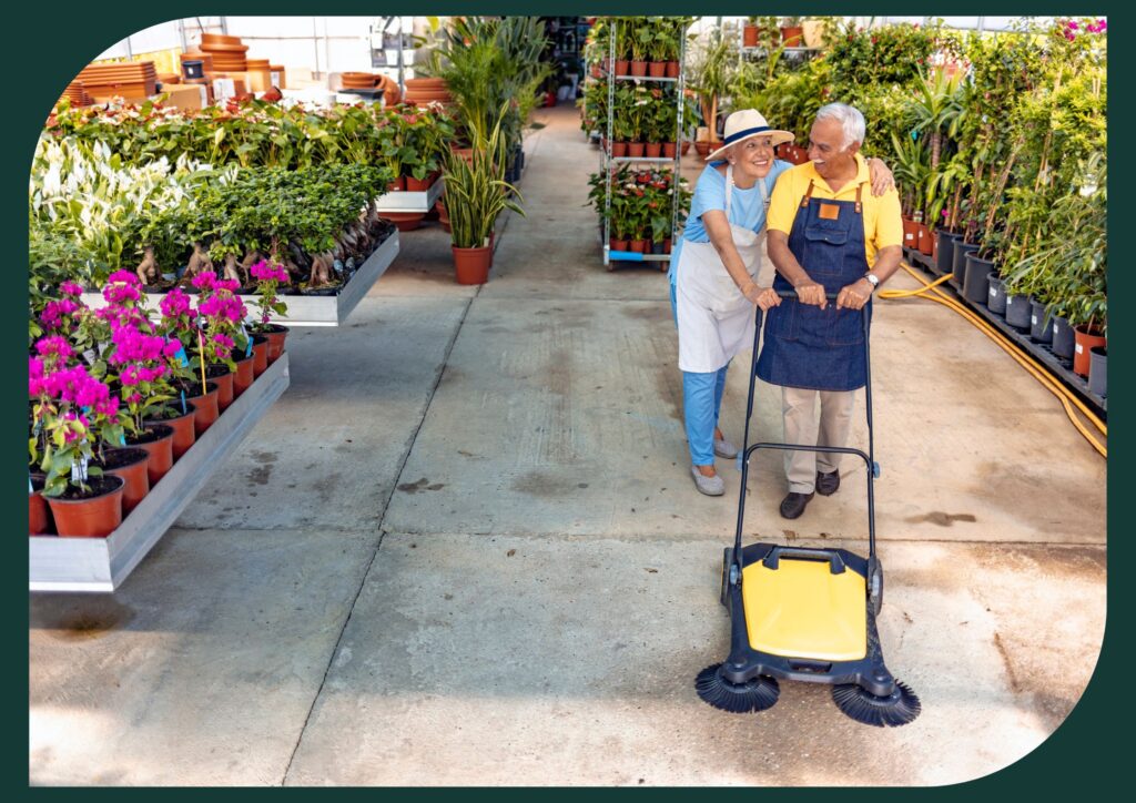 Seniors doing household chores.