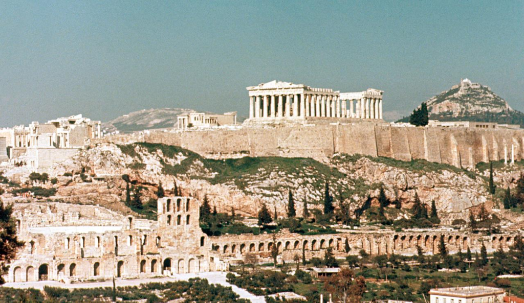 An image of the Acropolis in Athens.