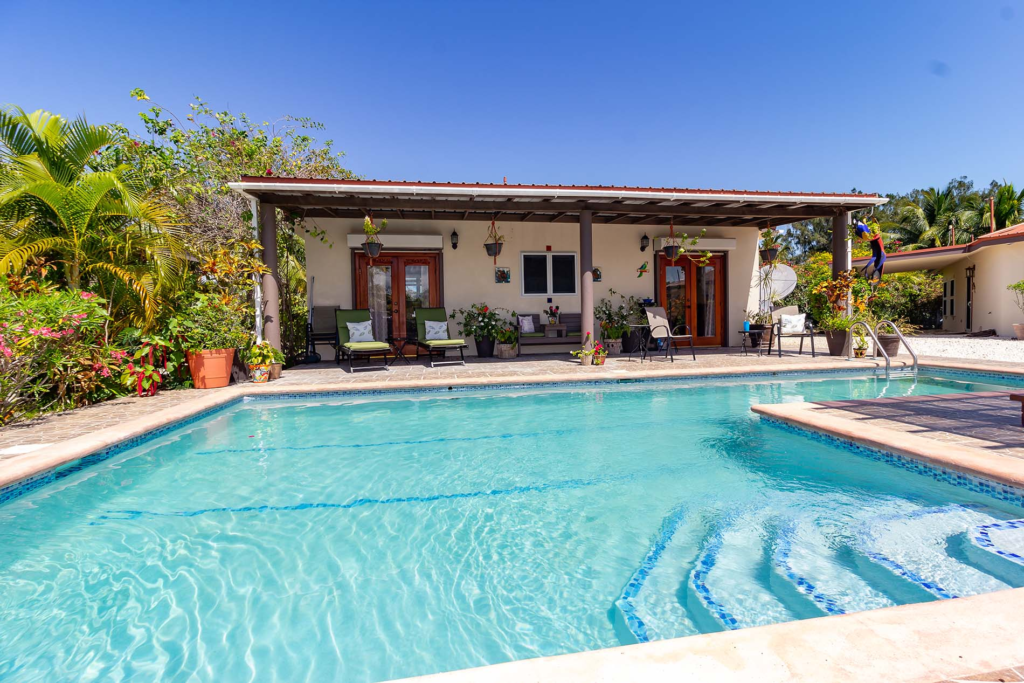 An image of a pool in a Belize resort.