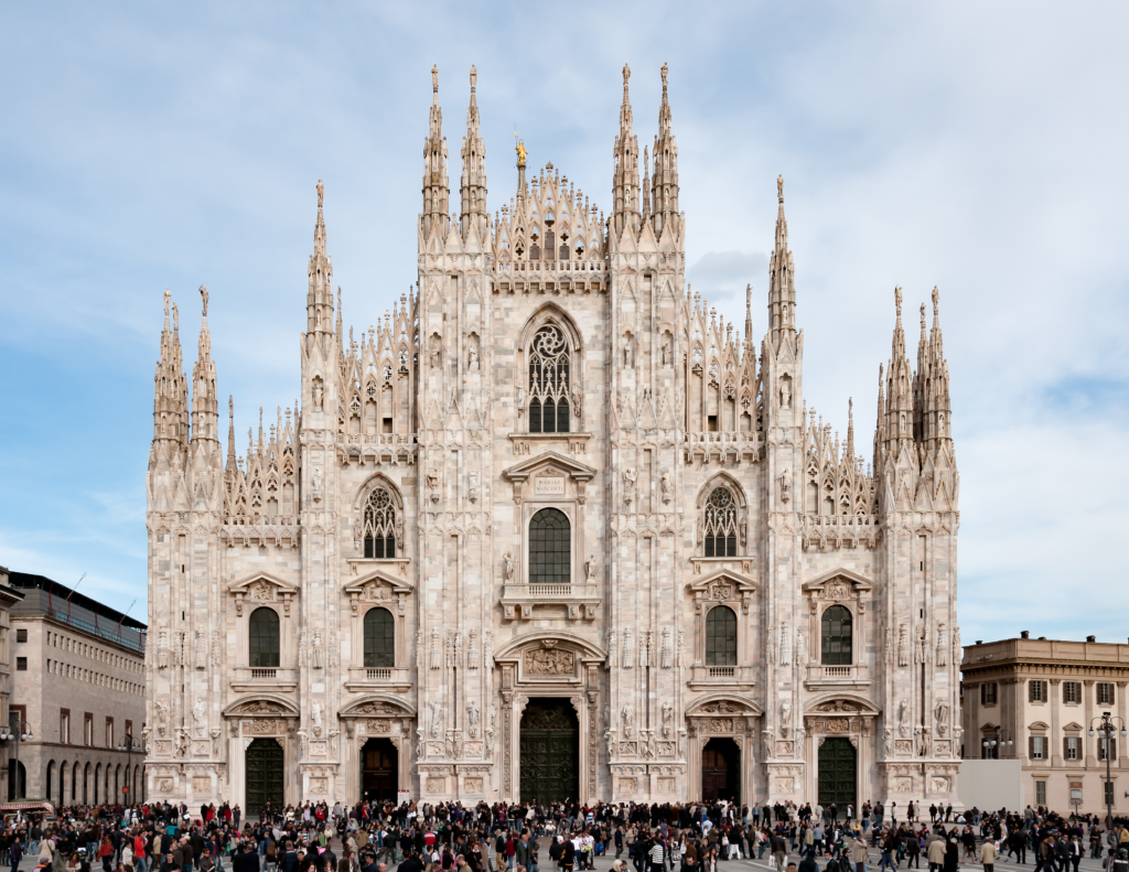 An image of the Duomo di MIlano in Milan. 