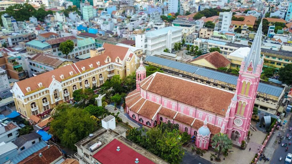 An aerial shot of the Tan Dinh Church in Ho Chin Minh City.