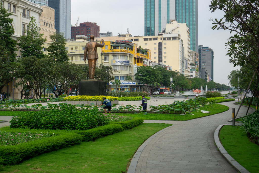 An image of a walking path in Nguyen Hue Street.