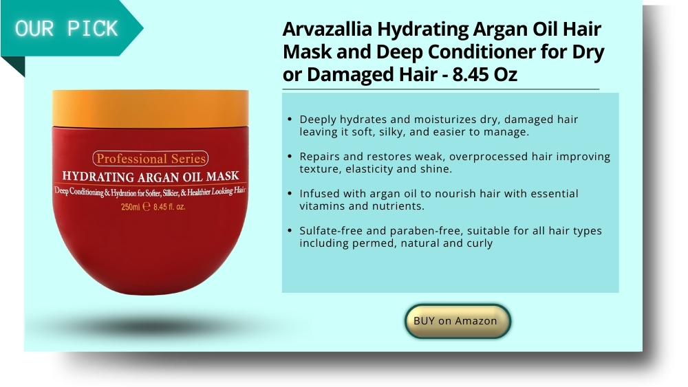 Arvazallia Hydrating Argan Oil Hair Mask and Deep Conditioner for Dry or Damaged Hair - 8.45 Oz