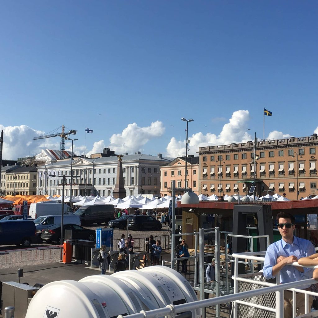An image of tourists enjoying senior travels to Helsinki.