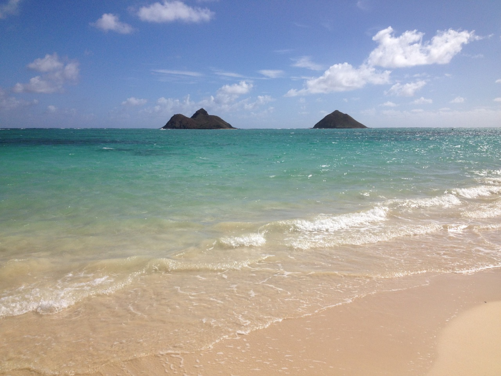 An image of the Lanikai Beach in Hawaii.