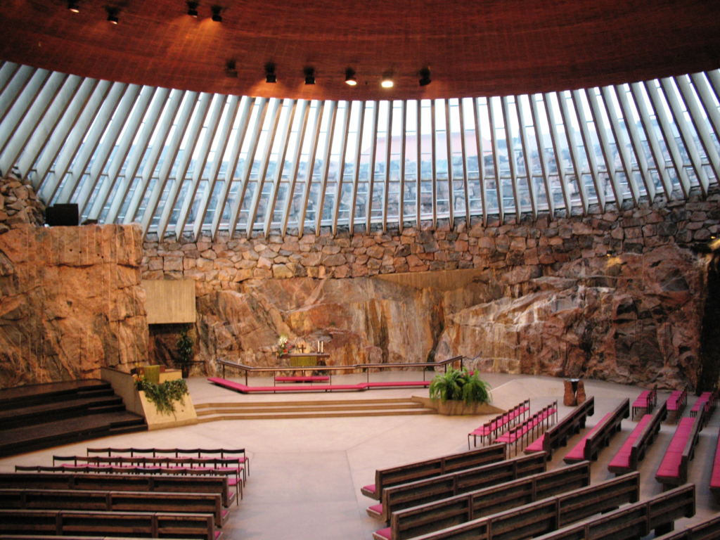 An image of the Temppeliaukio Church interior.