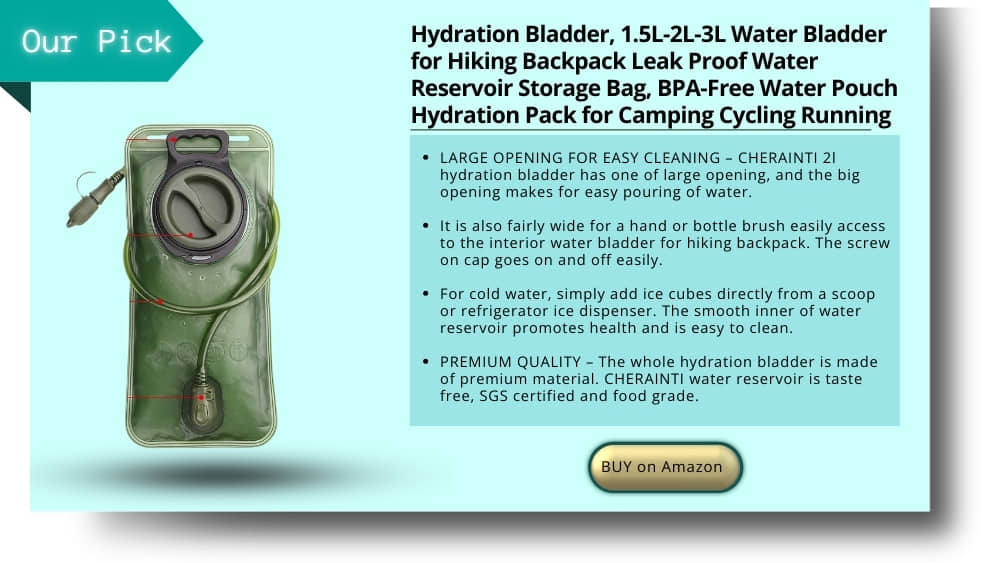 Hydration Bladder, 1.5L-2L-3L Water Bladder for Hiking Backpack Leak Proof Water Reservoir Storage Bag, BPA-Free Water Pouch Hydration Pack for Camping Cycling Running, Military Green 1.5-2-3 Liter