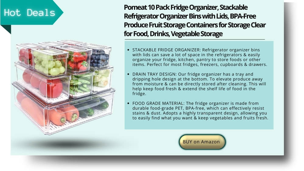 Pomeat 10 Pack Fridge organizer Stackable Refrigerator Organizer Bins