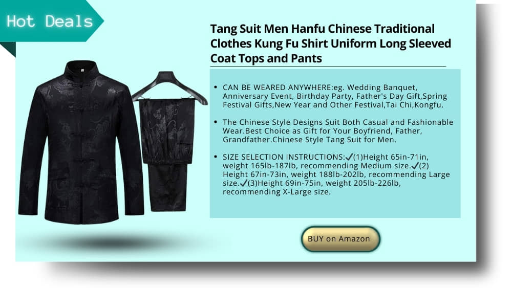 Tang Suit Men Hanfu Chinese Traditional Clothes Kung Fu Shirt Uniform Long Sleeved Coat Tops and Pants