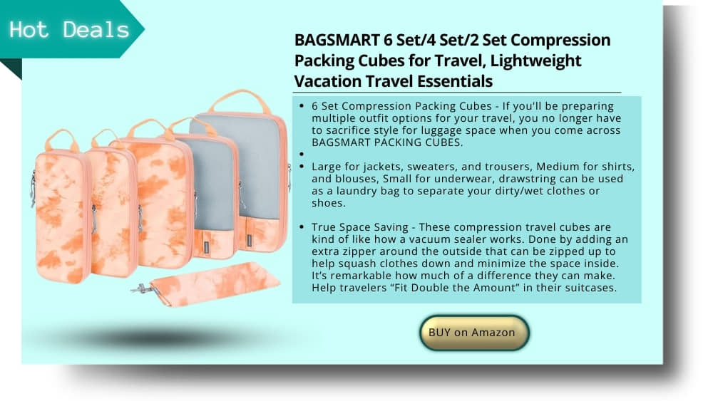 BAGSMART 6 Set/4 Set/2 Set Compression Packing Cubes for Travel, Lightweight Vacation Travel Essentials