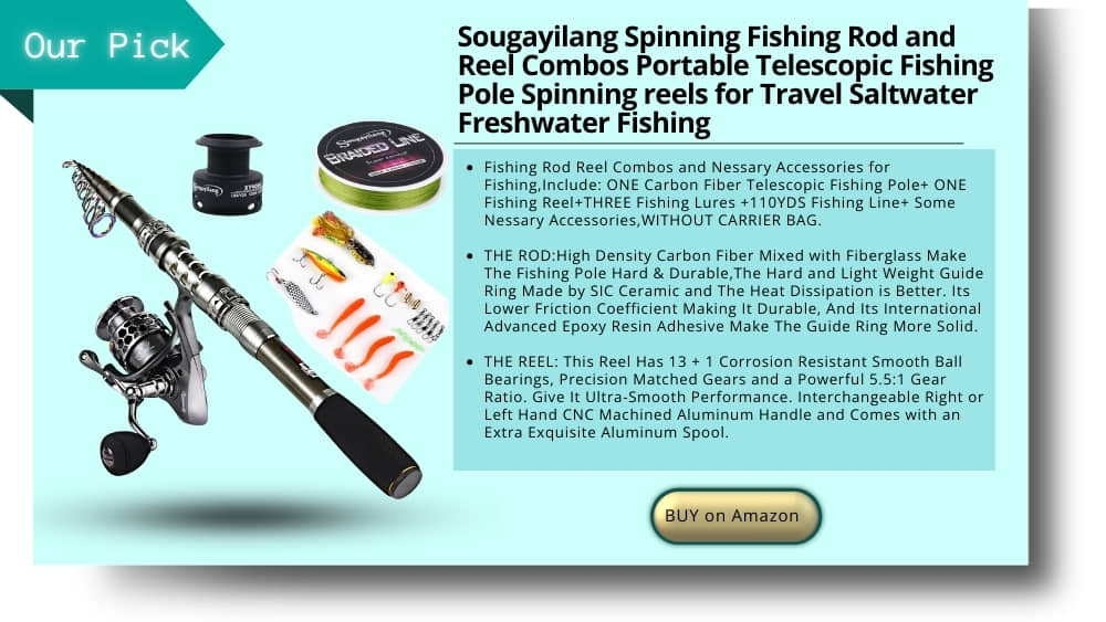 Sougayilang Spinning Fishing Rod and Reel Combos Portable Telescopic Fishing Pole Spinning reels for Travel Saltwater Freshwater Fishing