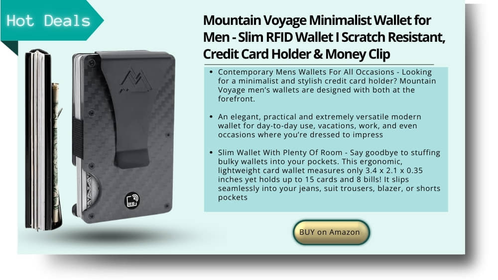 mountain voyage minimalist wallet for men slim FRID wallet scratch resistant credit card holder and money clip
