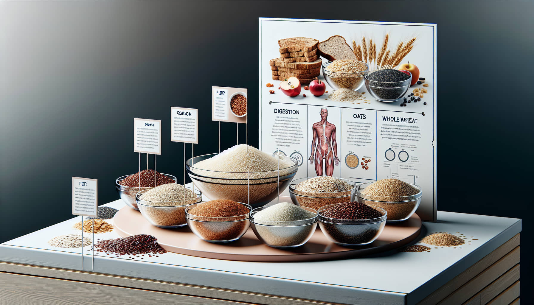 Choose whole grains like brown rice, quinoa, oats, and whole wheat bread with your meals.