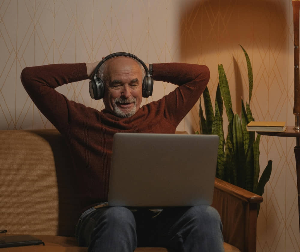 A retiree working on a content project
