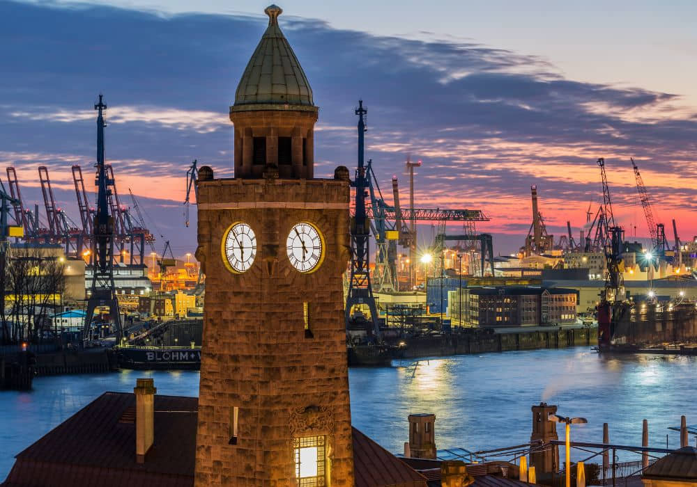 Hamburg's skyline seen from the water