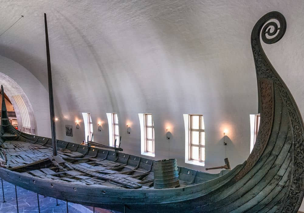 A preserved Viking vessel at the Viking Ship Museum