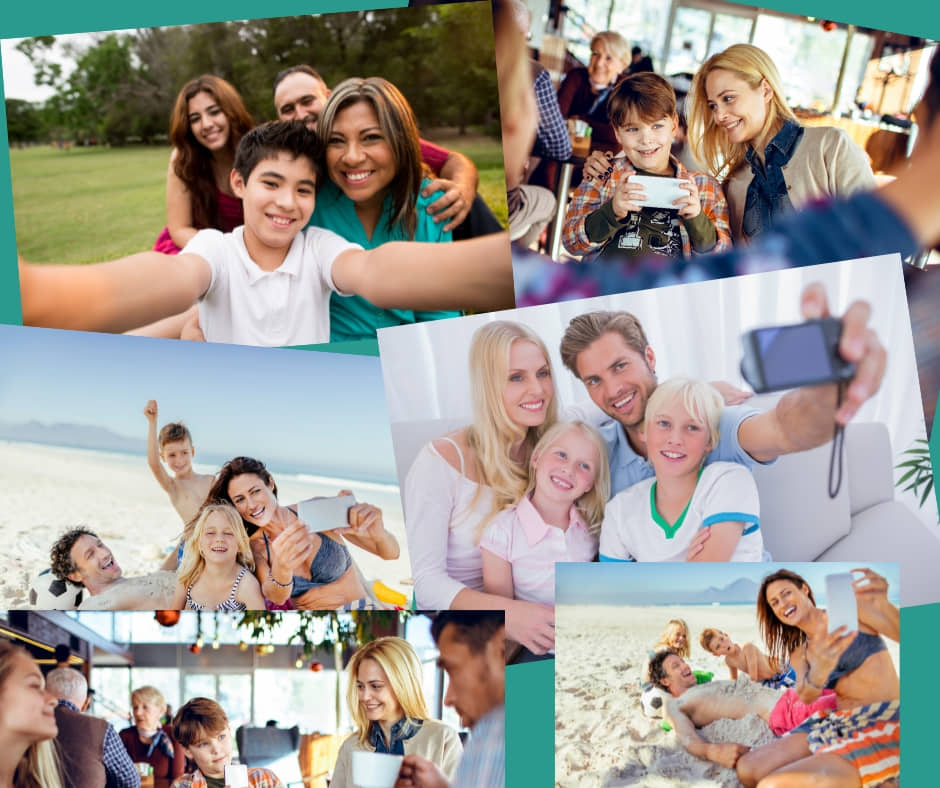 A photo collage of family pictures