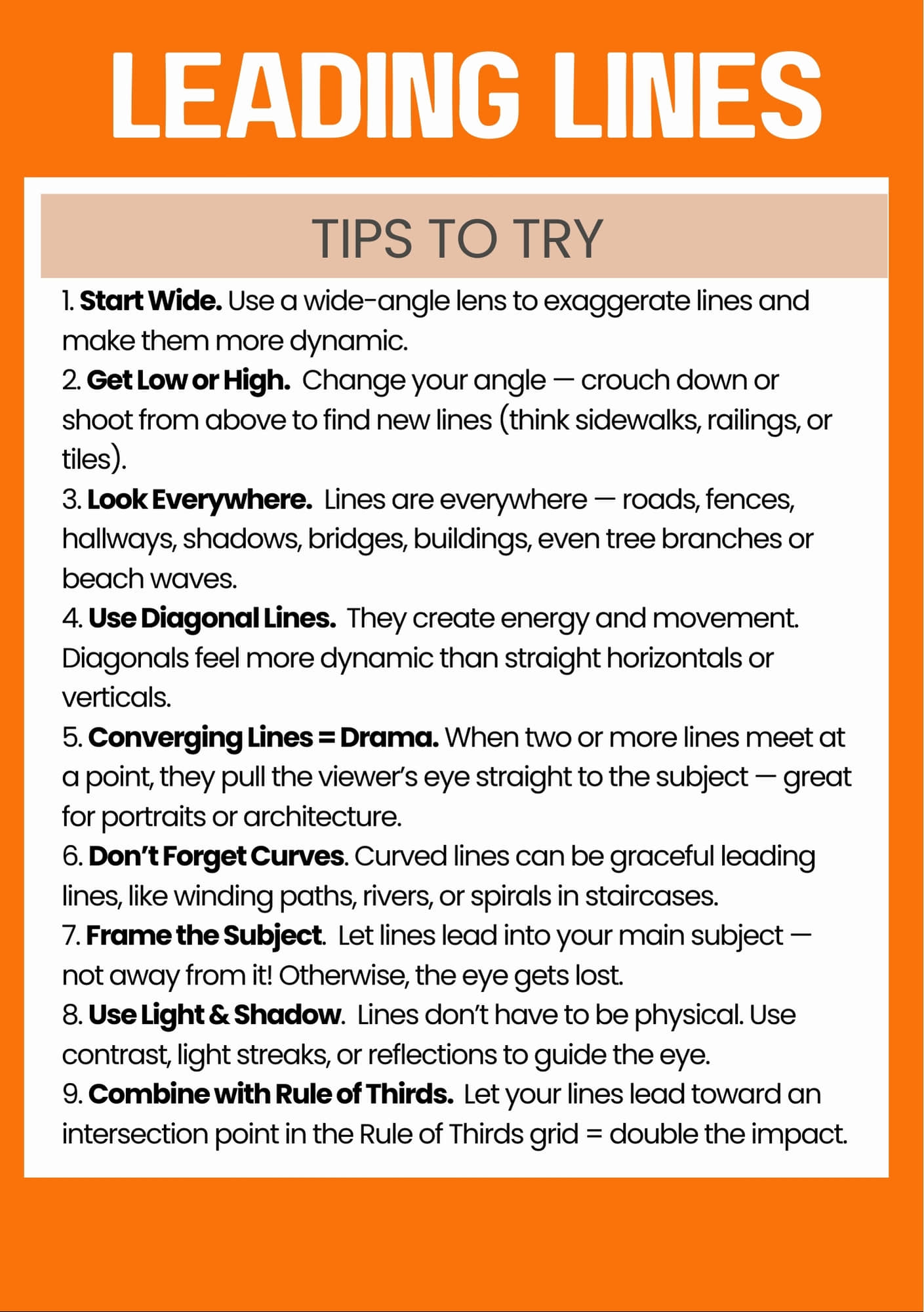 leading lines, tips to try