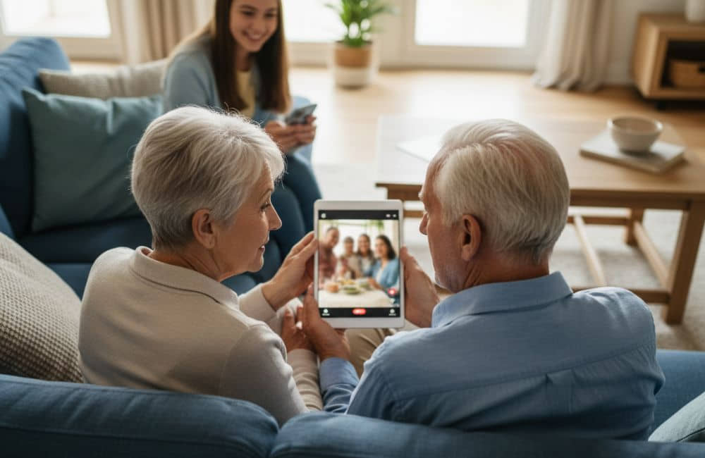 Grandparents watching a video that has been posted to TikTok