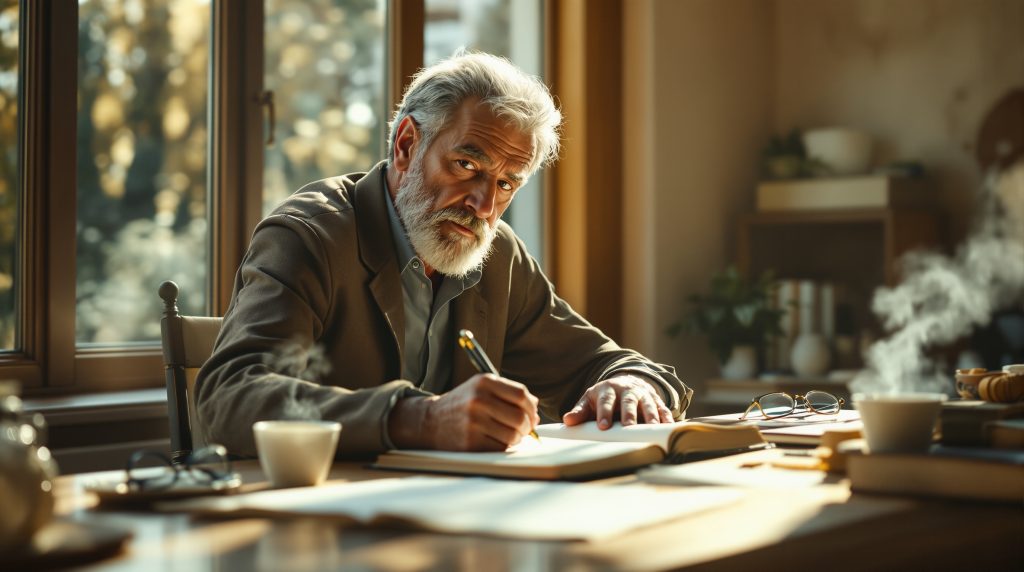 A retiree journalling