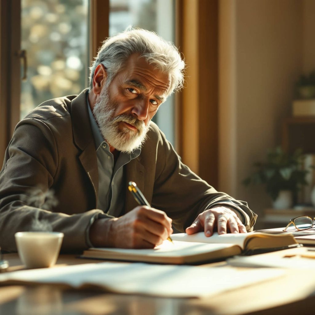 A retiree journalling